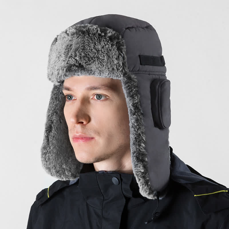 Conjunto de gorro de aviador unisex para exteriores con piel sintética