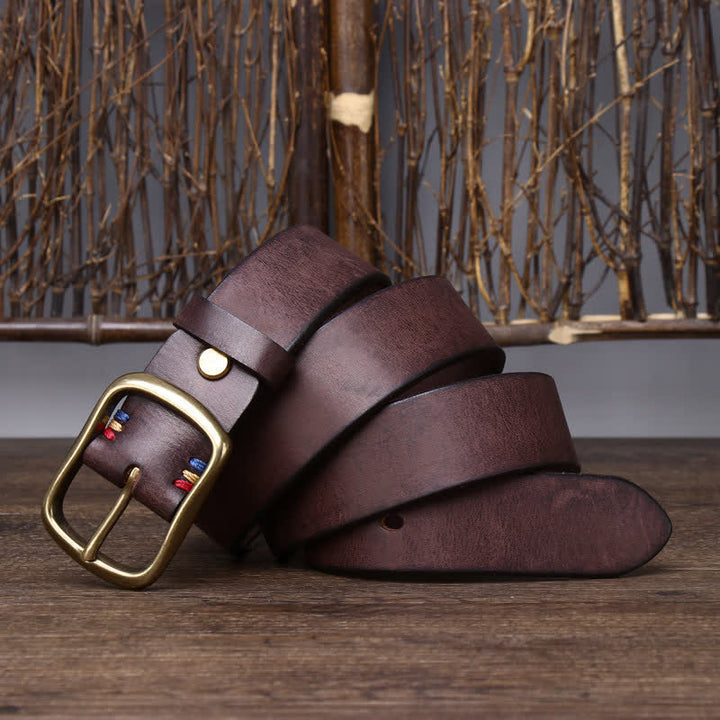 Cinturón de piel de vaca pura gruesa vintage para hombre