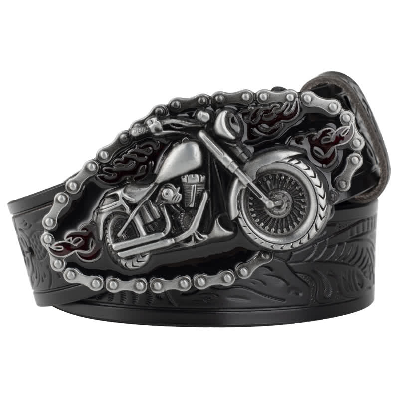 Cinturón de cuero estilo punk rock para motociclista para hombre