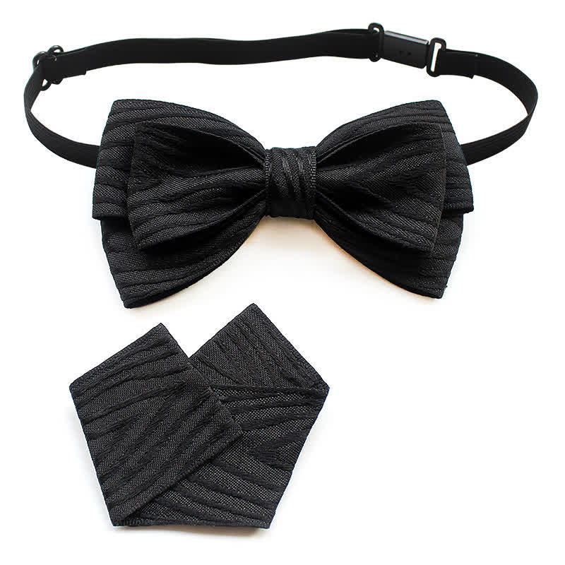 Conjunto de 2 pajaritas plisadas a rayas para hombre