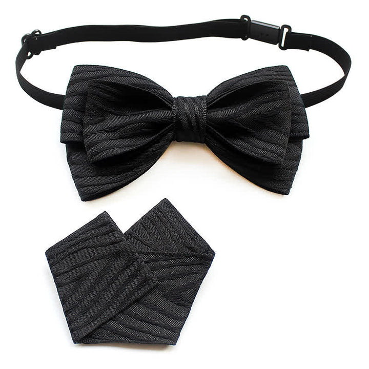 Conjunto de 2 pajaritas plisadas a rayas para hombre