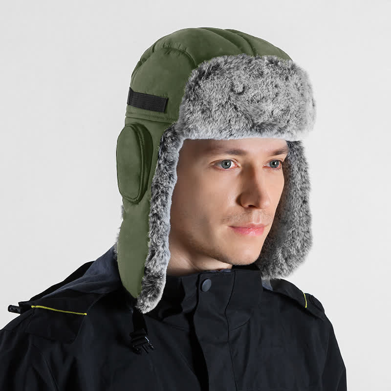 Conjunto de gorro de aviador unisex para exteriores con piel sintética
