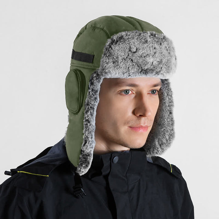 Conjunto de gorro de aviador unisex para exteriores con piel sintética
