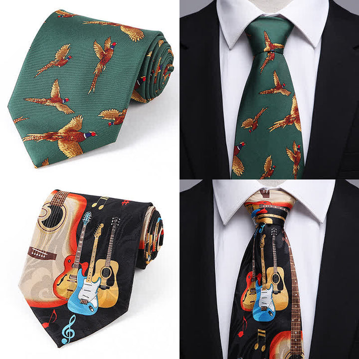 Corbata de estilo campestre con motivos creativos de dibujos animados para hombre.