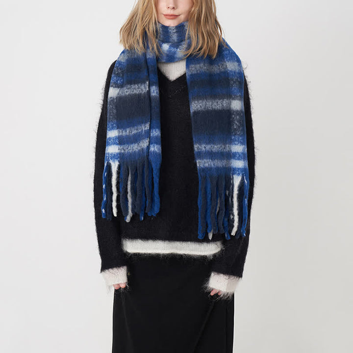 Bufanda gruesa de cuadros escoceses de colores grandes para mujer