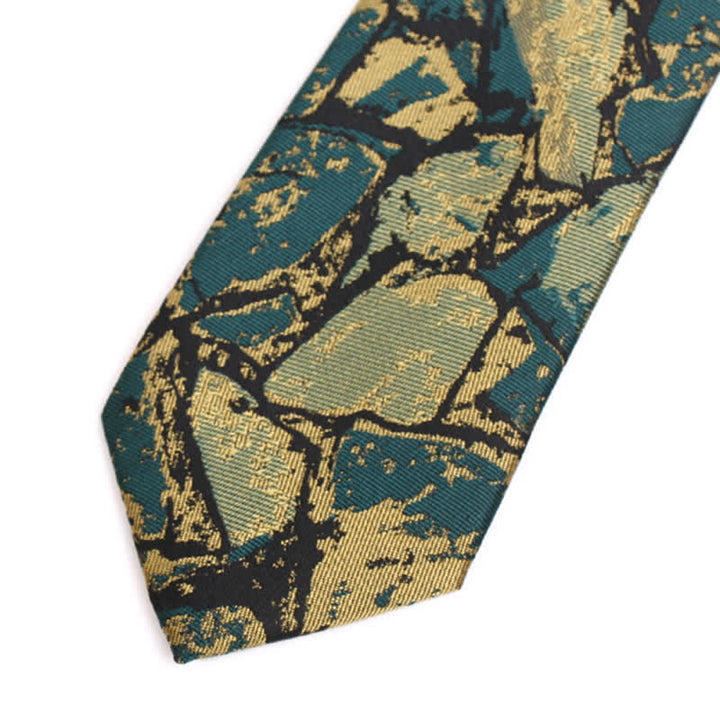 Corbata con gráfico abstracto en verde dorado para hombre