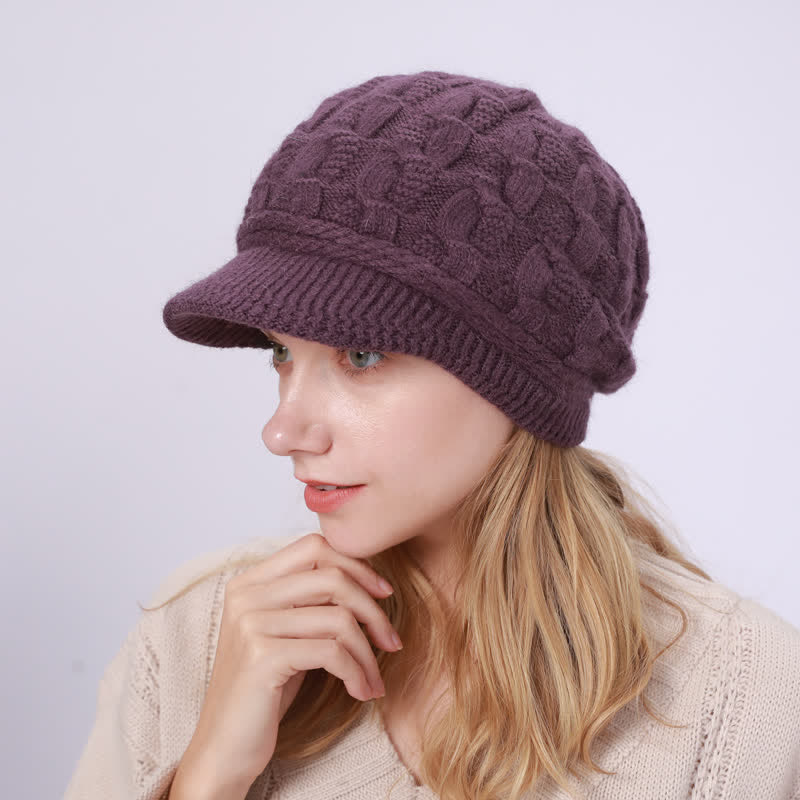 Gorro holgado con visera y forro mullido para mujer