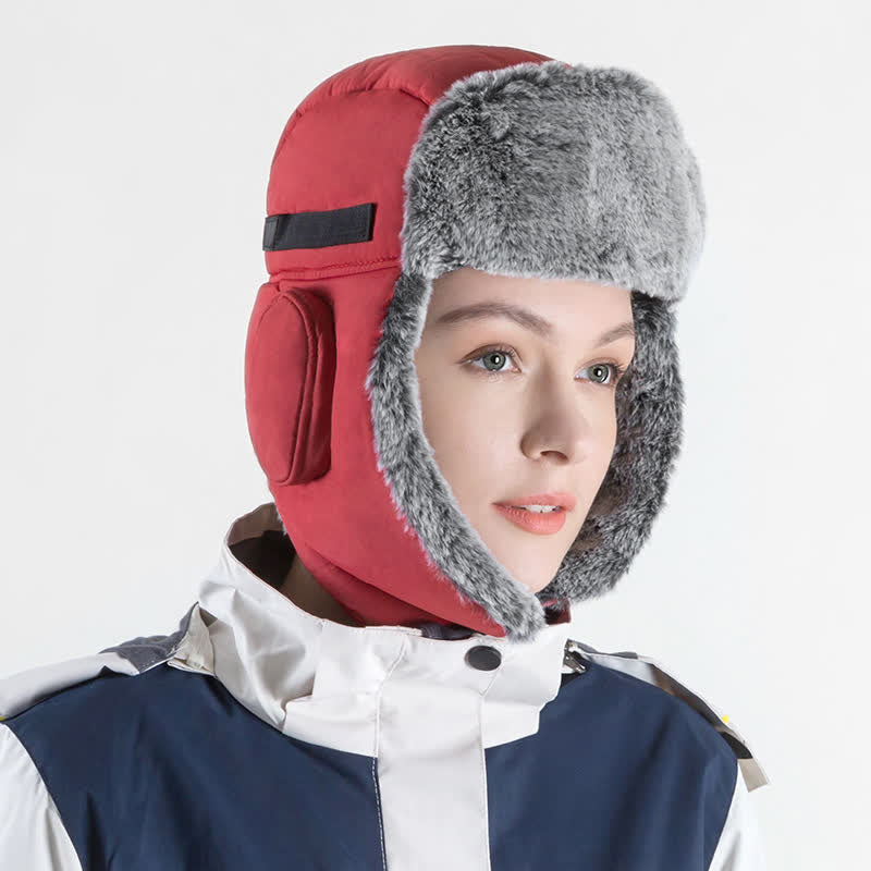 Conjunto de gorro de aviador unisex para exteriores con piel sintética