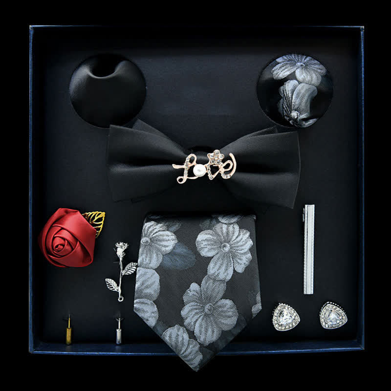 Caja de regalo con 8 pijamas informales con diseño floral en blanco y negro