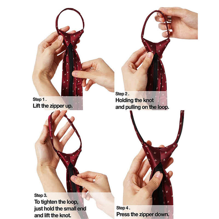 Corbata con cremallera y estampado de cachemira micro de moda para hombre