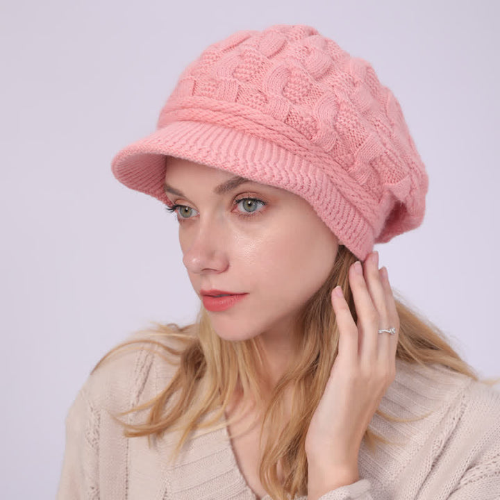 Gorro holgado con visera y forro mullido para mujer