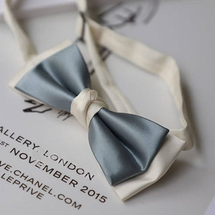 Pajarita de doble capa en color macarrón y blanco para hombre