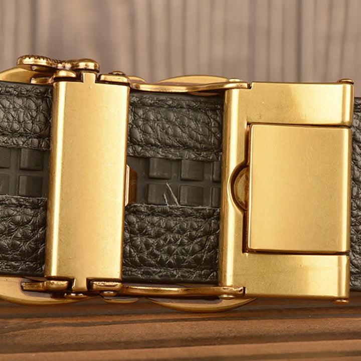 Cinturón de piel con estampado de cocodrilo y buey gigante para hombre