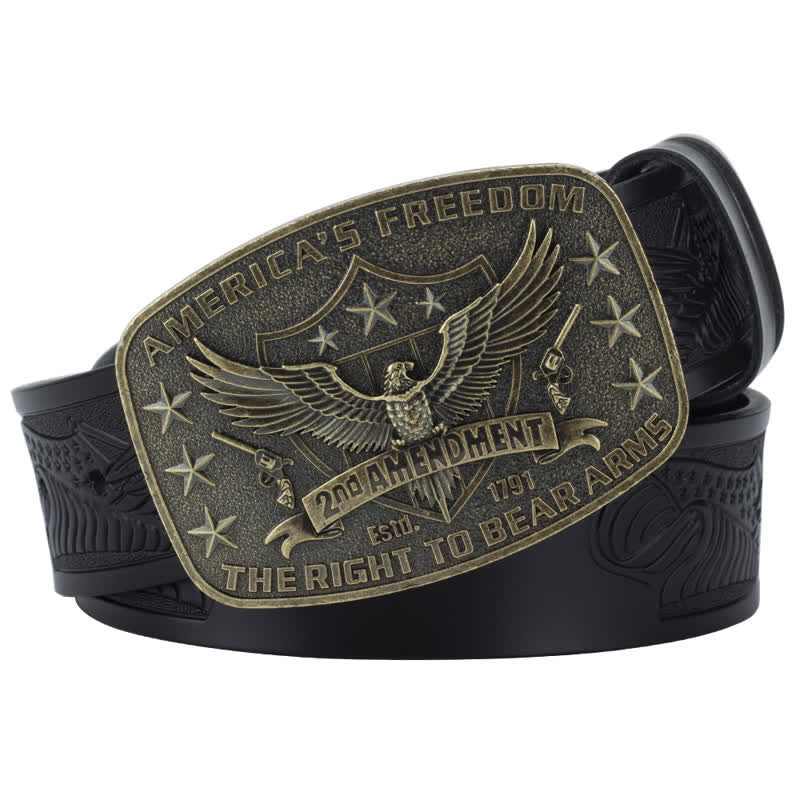 Cinturón de cuero retro con águila americana y libertad para hombre