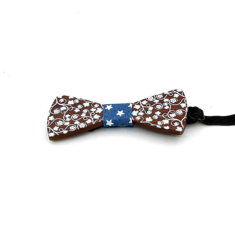 Pajarita de madera con estampado floral glorioso para niños