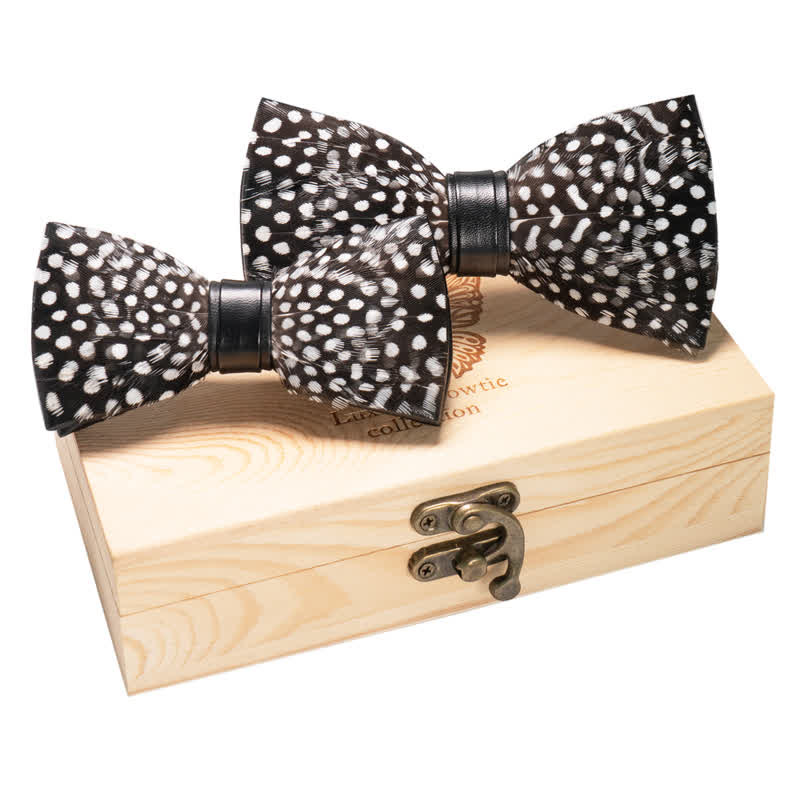 Conjunto de 2 pajaritas de lunares en blanco y negro para padres e hijos
