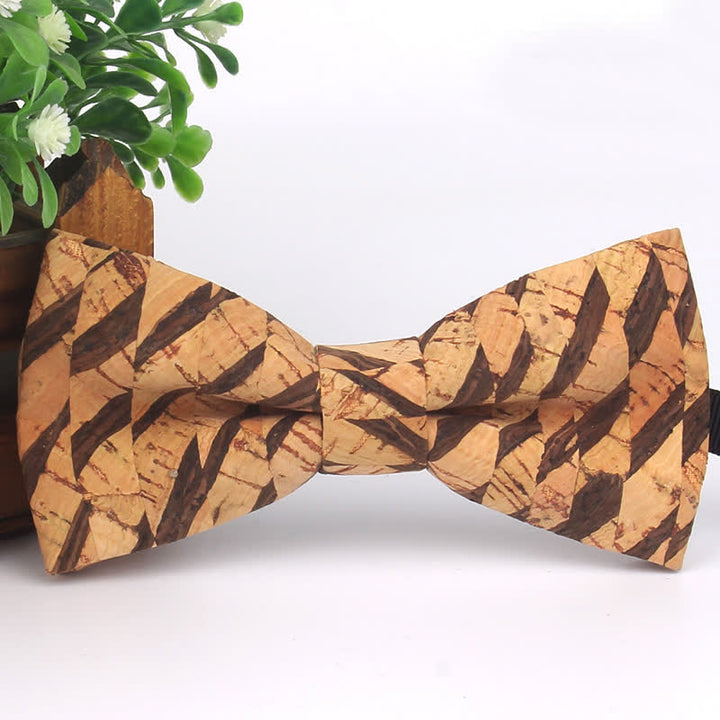 Pajarita multicolor con estampado geométrico de vetas de madera para hombre