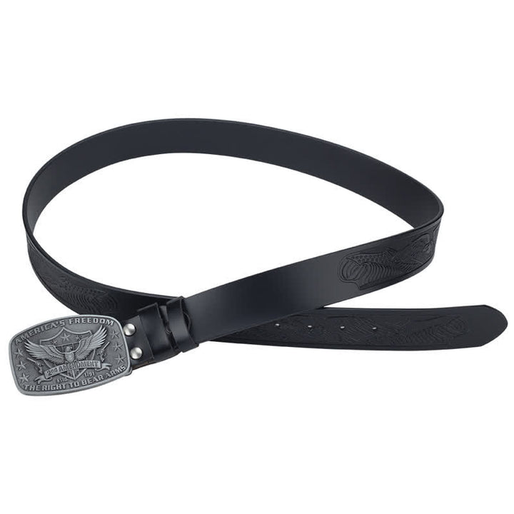 Cinturón de cuero retro con águila americana y libertad para hombre