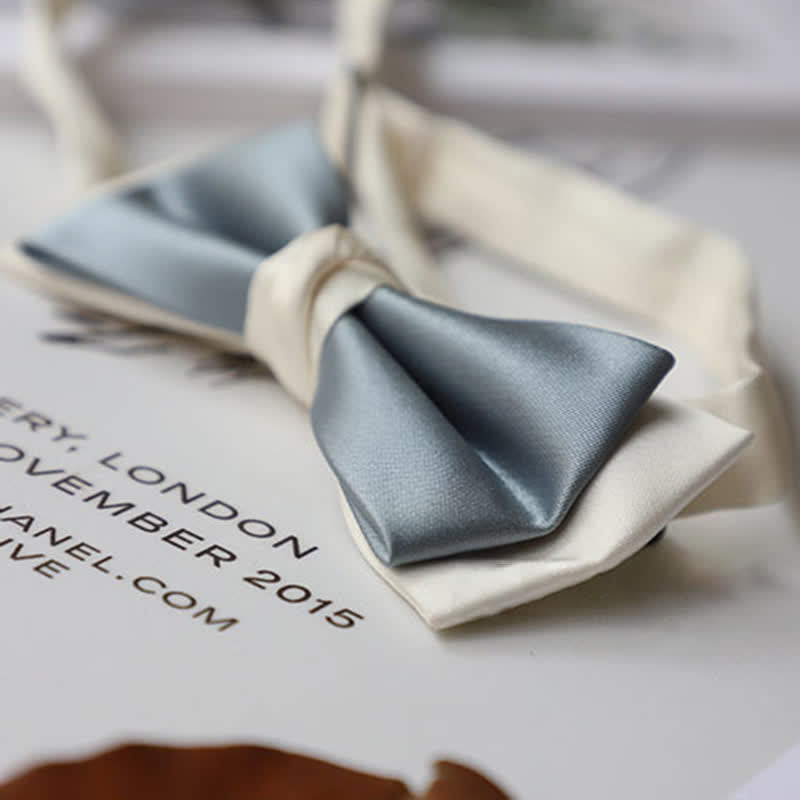 Pajarita de doble capa en color macarrón y blanco para hombre