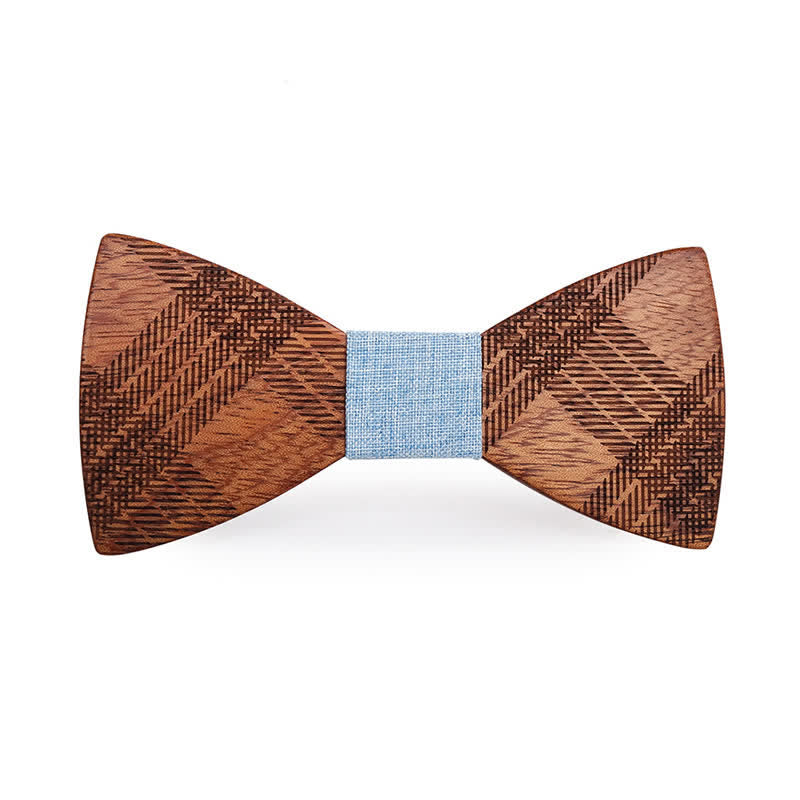 Pajarita de madera con estampado de cuadros y estrellas para hombre