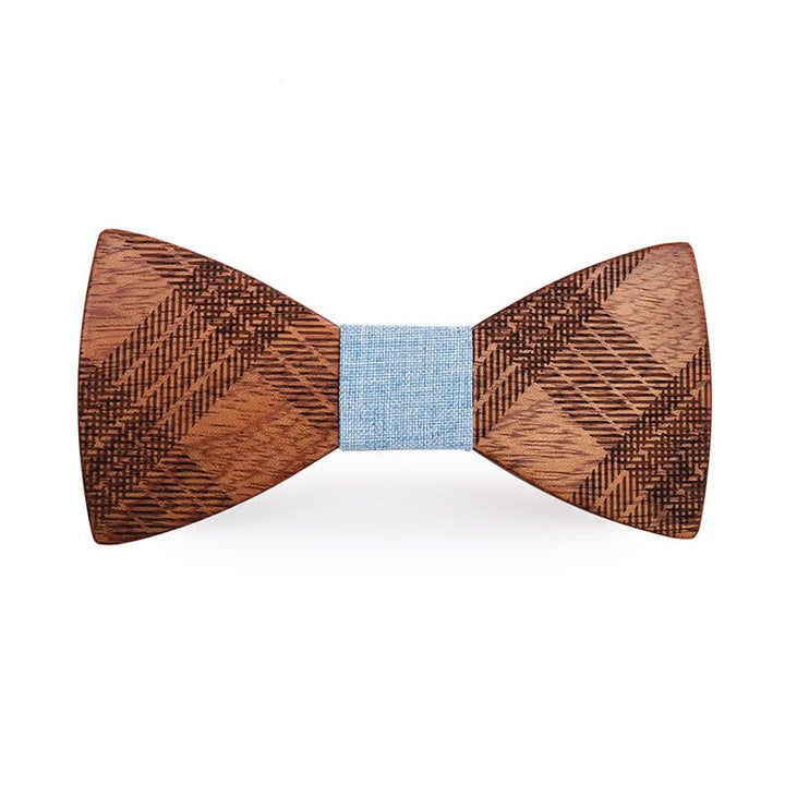 Pajarita de madera con estampado de cuadros y estrellas para hombre