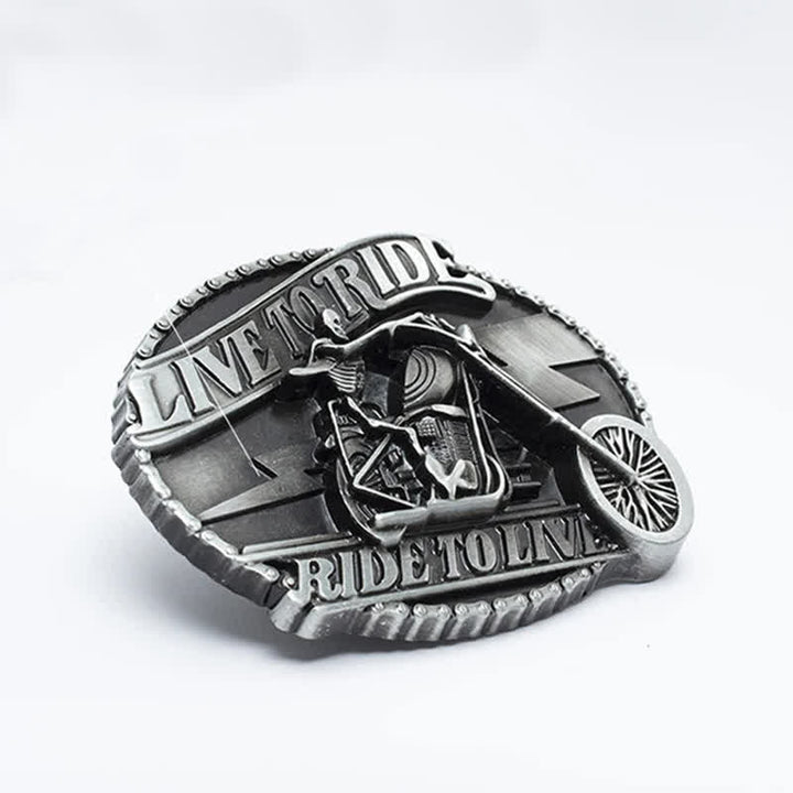Cinturón de cuero con calavera de motociclista esquelético para hombre