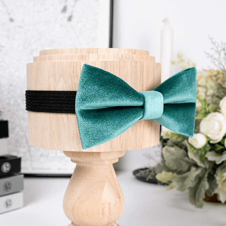 Pajarita de terciopelo de color verde azulado liso para hombre