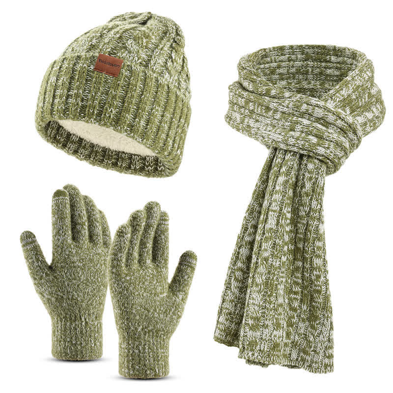 Conjunto de 3 guantes unisex elegantes con bufanda larga y pantalla táctil