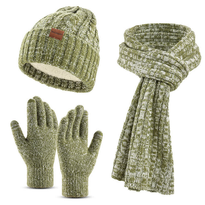 Conjunto de 3 guantes unisex elegantes con bufanda larga y pantalla táctil