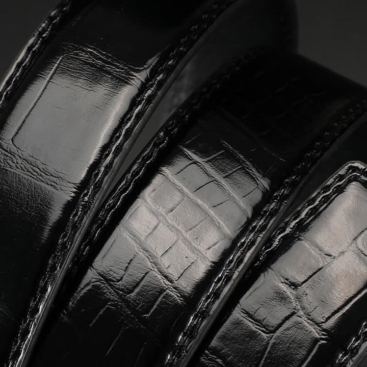 Cinturón de piel de cocodrilo con hebilla automática para hombre