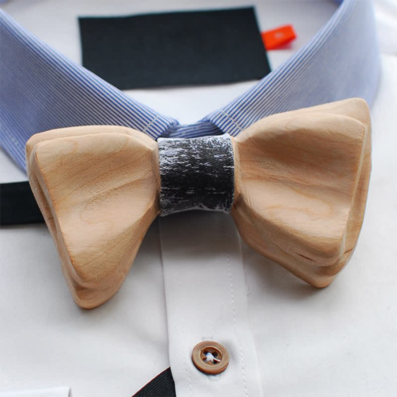 Pajarita de madera en capas con filo de hielo para hombre