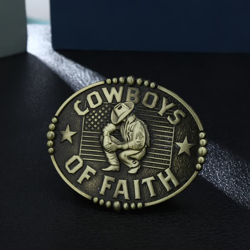 Cinturón de cuero con hebilla Cowboys Of Faith para hombre, hecho a mano