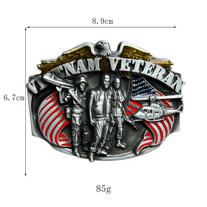 Cinturón de cuero con hebilla de veterano de Vietnam para hombre, hecho a mano