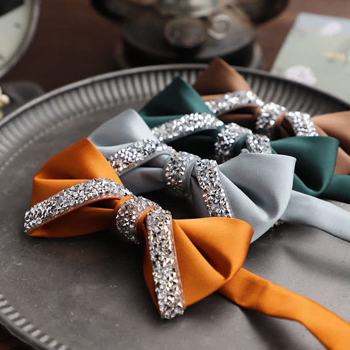 Pajarita de boda con brillantes diamantes de imitación para hombre