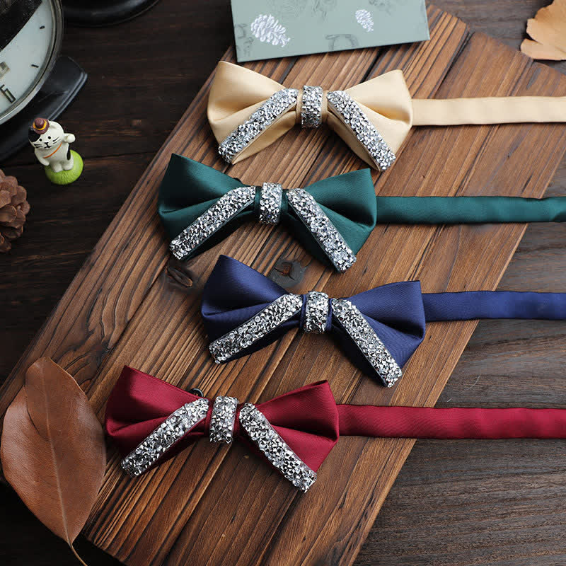 Pajarita de boda con brillantes diamantes de imitación para hombre