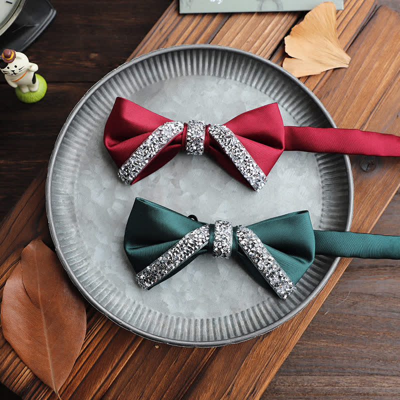 Pajarita de boda con brillantes diamantes de imitación para hombre