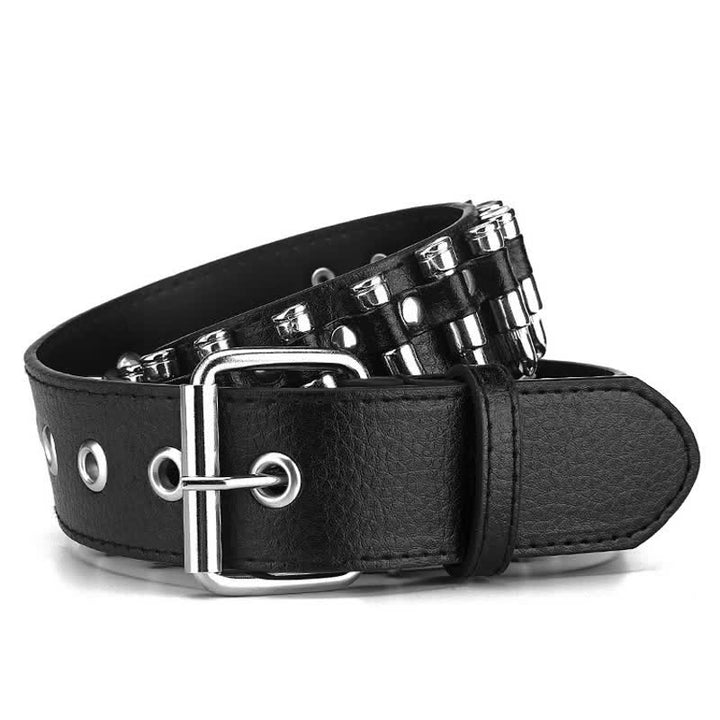 Cinturón de cuero con tachuelas y remaches de balas de punk rock negras