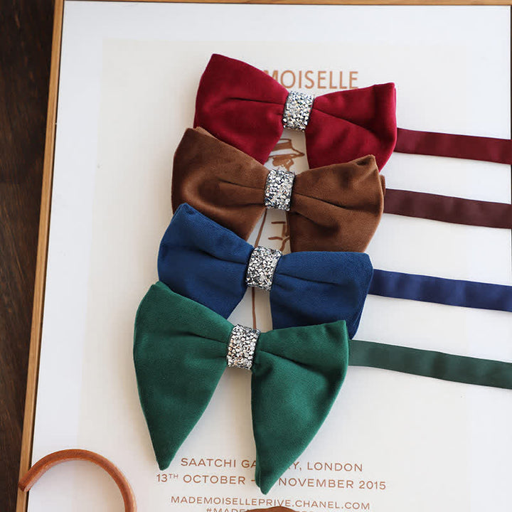 Pajarita de terciopelo de gran tamaño con diamantes de imitación para hombre
