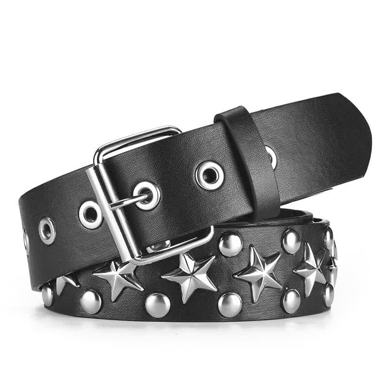 Cinturón de cuero con remaches de estrella de rock y tachuelas estilo punk