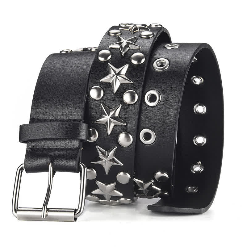 Cinturón de cuero con remaches de estrella de rock y tachuelas estilo punk