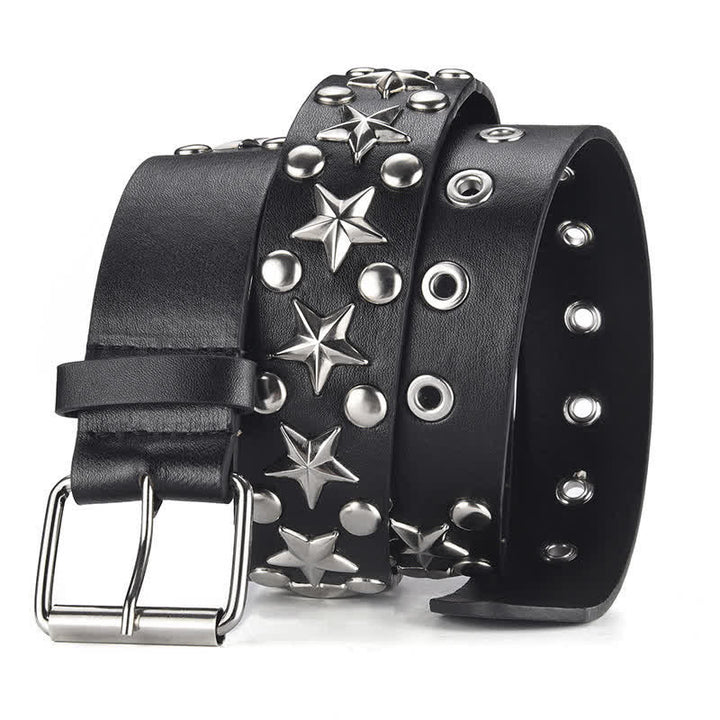 Cinturón de cuero con remaches de estrella de rock y tachuelas estilo punk