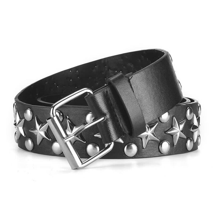 Cinturón de cuero con remaches de estrella de rock y tachuelas estilo punk