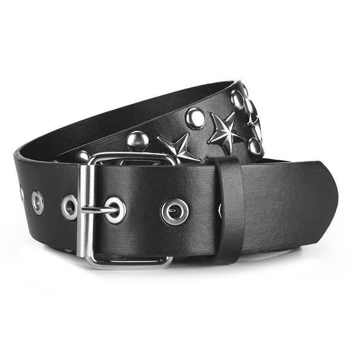 Cinturón de cuero con remaches de estrella de rock y tachuelas estilo punk