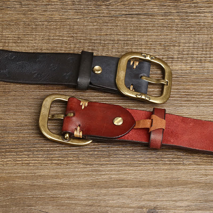Cinturón de cuero genuino con estampado de ancla atemporal para hombre