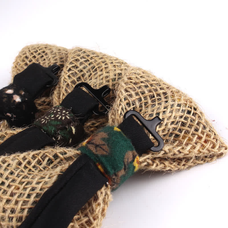 Pajarita rústica de lino y algodón con diseño de patchwork para hombre