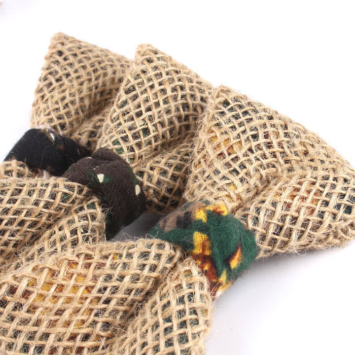 Pajarita rústica de lino y algodón con diseño de patchwork para hombre
