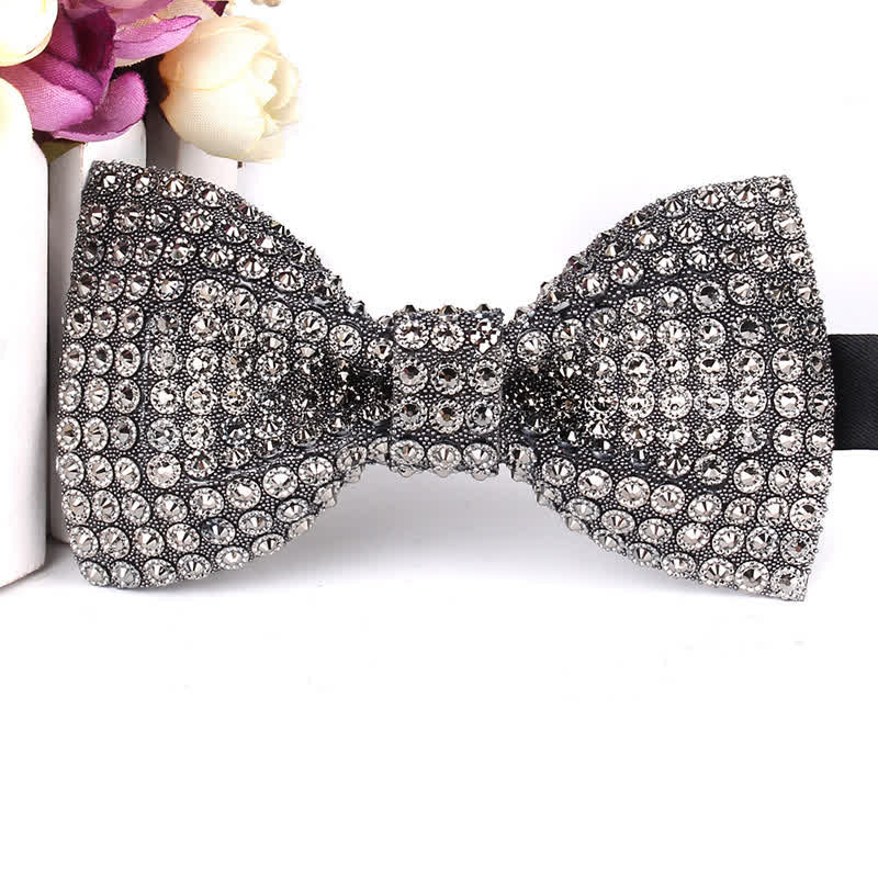 Pajarita de fiesta lujosa con brillantes diamantes de imitación para hombre
