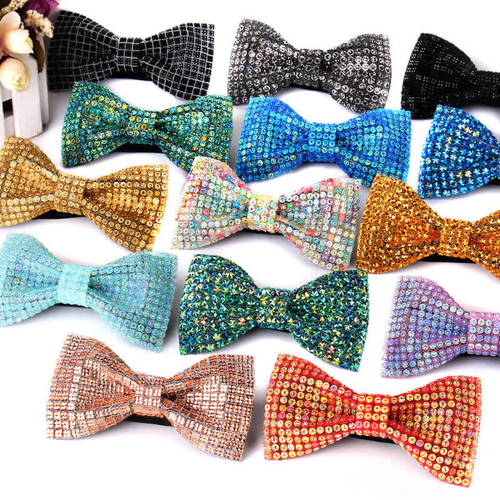 Pajarita de fiesta lujosa con brillantes diamantes de imitación para hombre