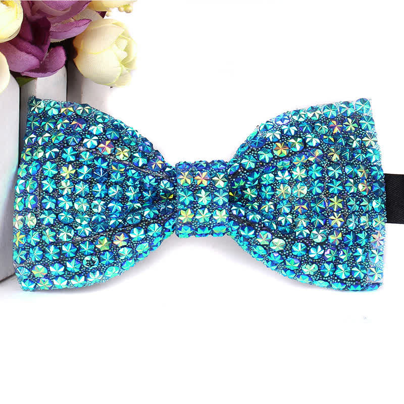 Pajarita de fiesta lujosa con brillantes diamantes de imitación para hombre