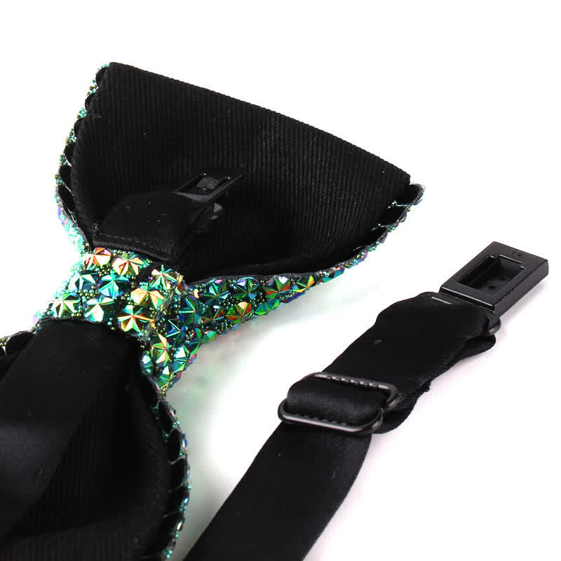 Pajarita de fiesta lujosa con brillantes diamantes de imitación para hombre